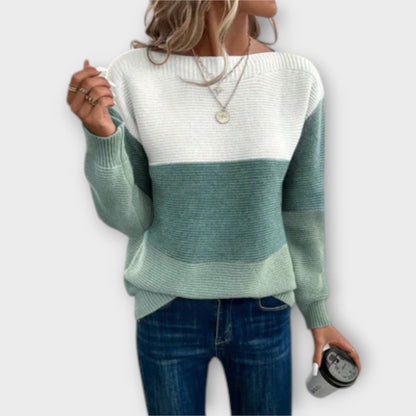 Clara - Elegant three-coloured patchwork sweater