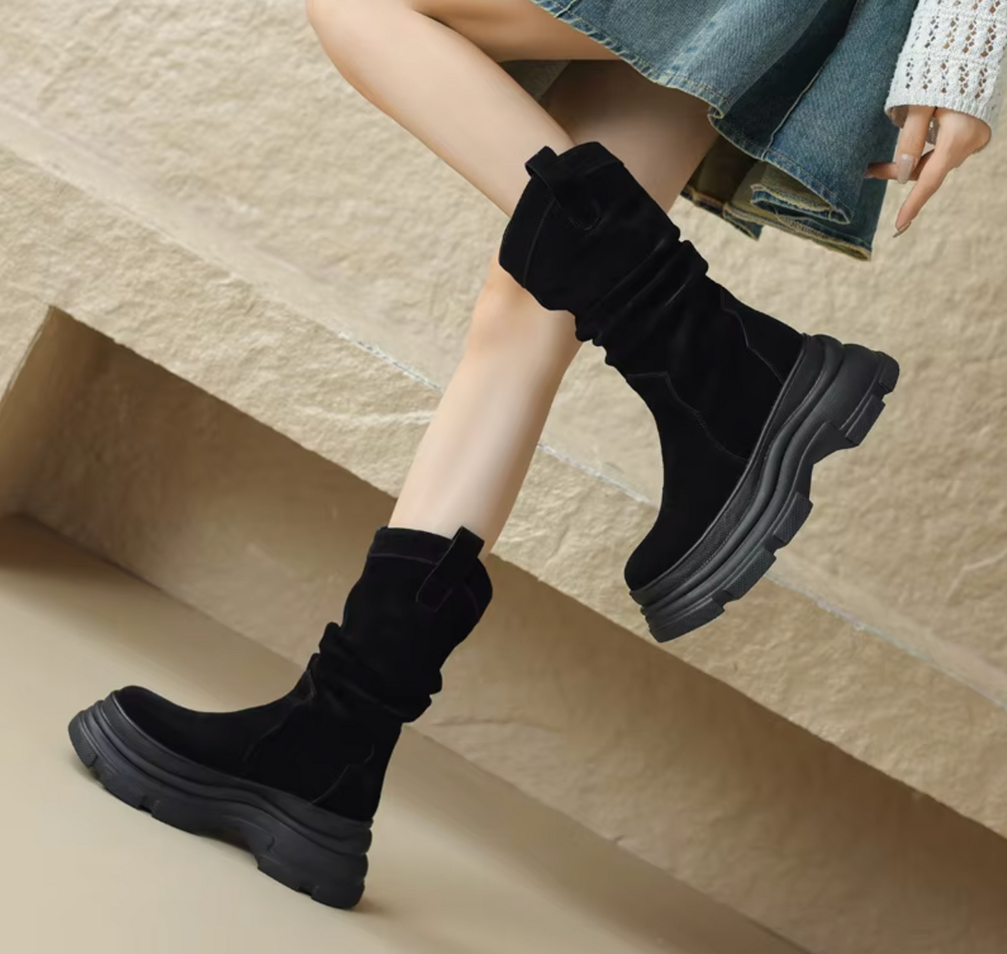 Aerith – Thick leather platform boots