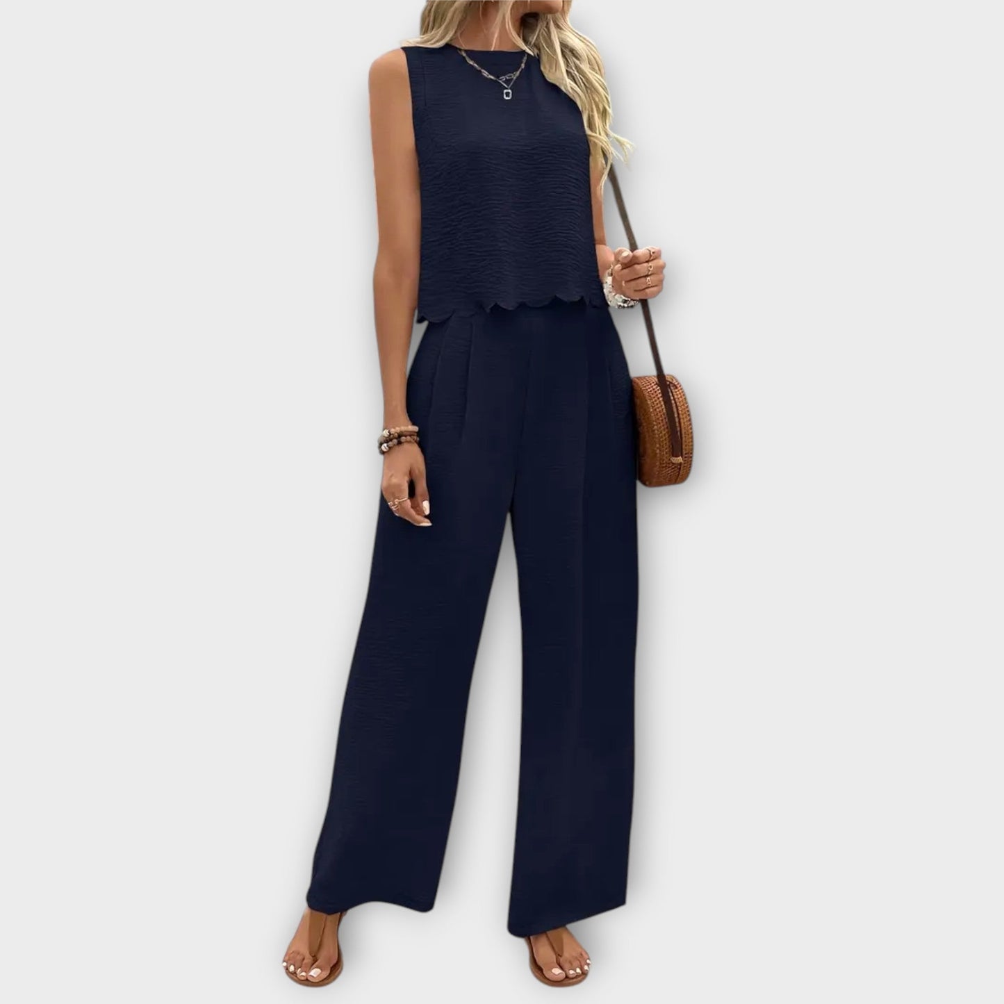 Valeria - Petal Edge Vest & Long Pants