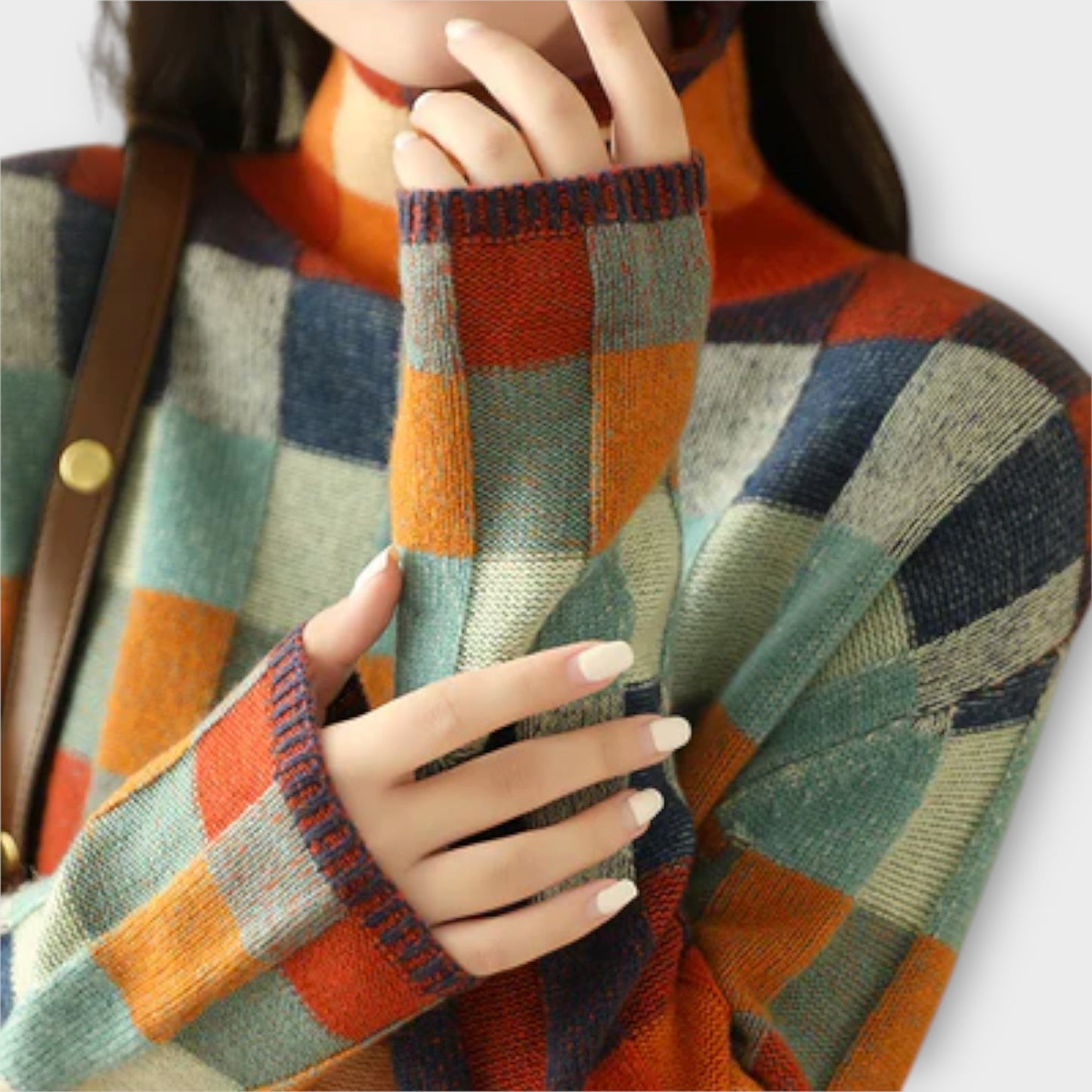 Erika - patchwork turtleneck sweater